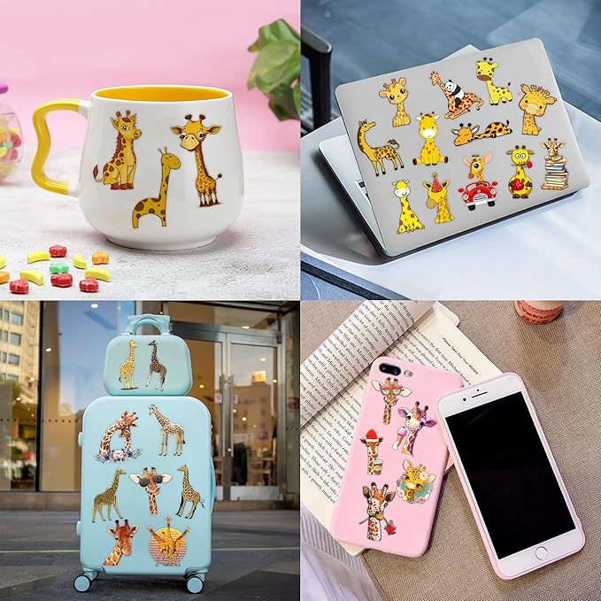 116 PCS Christmas Giraffe Face Temporary Tattoos Sticker Wild Jungle Animal Giraffe Birthday Party Decorations Supplies Favors Gifts Baby Shower Boys Girls Zoo Cute Fake Tattoo School Reward Themed