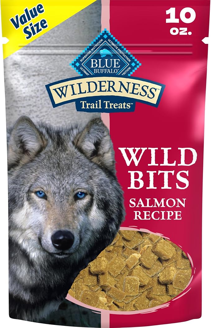 Blue Buffalo Wilderness Wild Bits Salmon Soft & Chewy Dog Treats, 10 oz | Real Salmon #1 Ingredient, High Protein & Grain-Free, Bite-Sized Training Treats Made with Natural Ingredients
