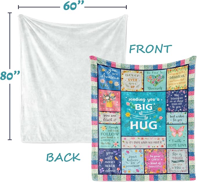 Butonus Get Well Gifts for Women After Surgery, Thinking of You Inspirational Encouragement Feel Better Gifts for Women, Knee Post Surgery Recovery Blanket for Woman, Hug Healing Blanket 80x60in