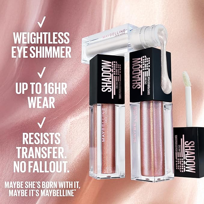 MAYBELLINE Shadow Drip Eye Tint Liquid Eyeshadow, High-Impact, Lightweight Shimmer Eye Shadow with Up To 16HR Wear, Quartz Drip, 1 Count