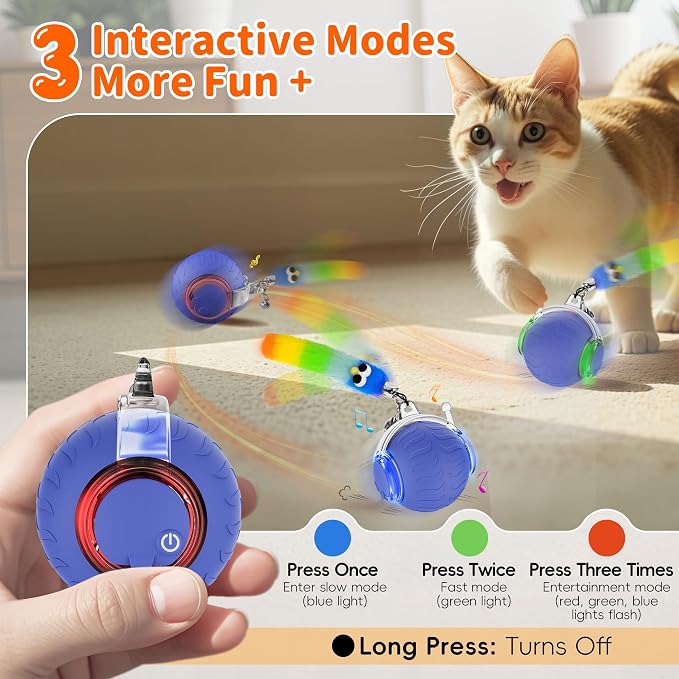 UPSKY Interactive Cat Toy, Smart Moving Cat Ball Toys for Indoor Cats