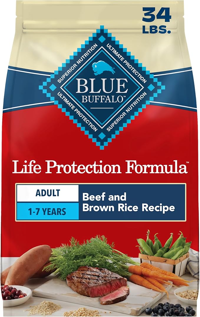 Blue Buffalo Life Protection Formula Beef Adult Dry Dog Food, 34 lb | Real Beef #1 Ingredient, Supports Immunity with Antioxidant-Rich LifeSource Bits, Promotes Healthy Muscle Development