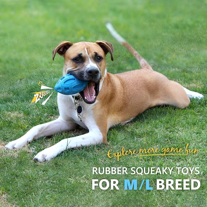 EASTBLUE Dog Toys for Aggressive Chewers, Indestructible Squeaky Football