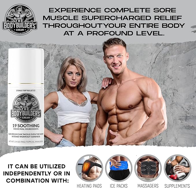 The BodyBuilder's Cream - Nuclear Strength Sore Muscle Therapy Soothing Analgesic Cream for Bodybuilders, Weightlifers and Athletes
