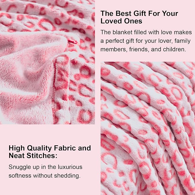 PLEASANT BOULEVARD | Leopard Throw Blanket Fleece, Premium Lightweight Cozy Warm Plush Microfiber Bedspread for Couch Sofa and Bed (Hot Pink, Twin (60 x 80 inches))