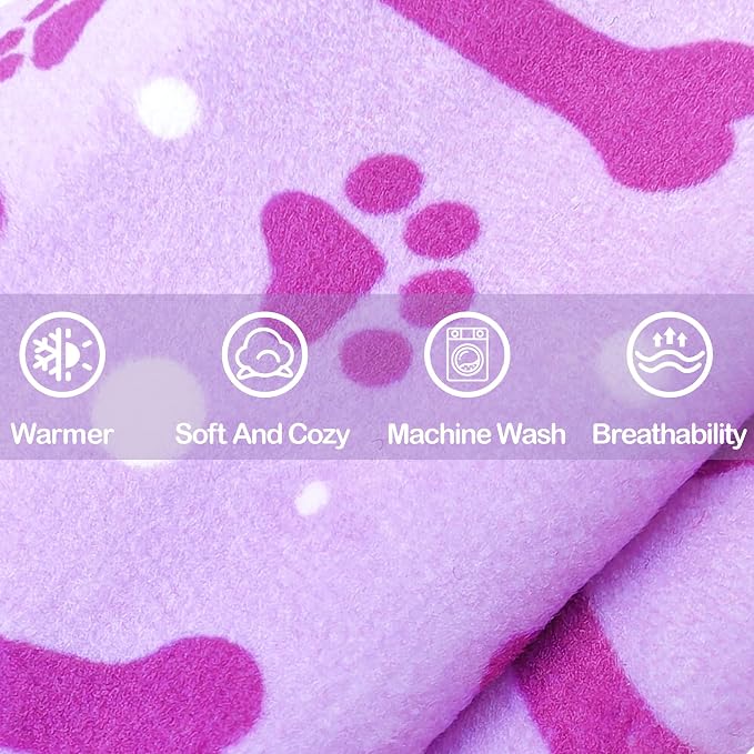 PET SHOW 4 Pack Paw Print Fleece Dog Pajamas Warm for Extra Large Dogs | Soft stretchy dogs onesies,boy girl pjs with sleeve,holiday jumpsuit costume for large pets,XXL