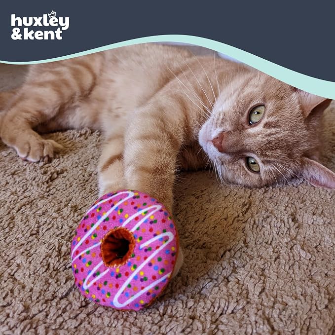 Huxley & Kent Plush Crinkle Catnip Cat Toy, Strawberry Donut