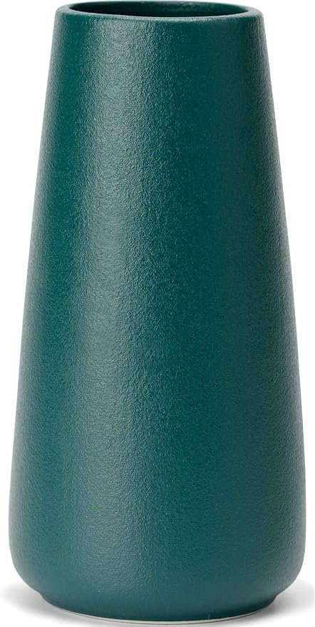 Simple Boho Ceramic Flower Vase for Home Decor (Green,Big) | 8'' Modern Farmhouse Vase for Flower Plant Pampas Grass, Fit for Table Shelf Centerpieces, Living Room Bedroom Wedding Gift