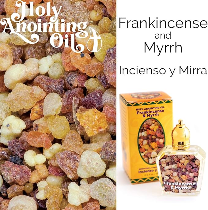 Frankincense & Myrrh Holy Land Anointing Oil from Israel, 1/2 oz Roller Bottle from Jerusalem, Locally Sourced Essences, Gift for Pastors, Priests, Rabbi, & Clergy, Aceite Ungido de Incienso y Mirra