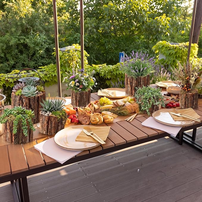 24 Pcs Wooden Vase for Centerpieces Wedding Flower Table Centerpieces Woodland Party Decor Rustic Farmhouse Bark Stump Buckets Vintage Planter Pots for Garden Baby Shower Window Home (L+m+s)