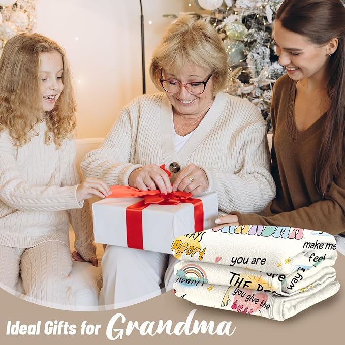 Grandma Gifts, Grandma Birthday Gifts from Grandkids, Grandmas Blanket, for Grandmas from Grandchildren, Grandmother from Granddaughter Grandson 60”x50”