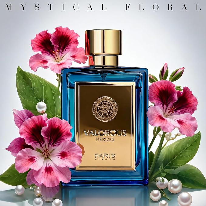 AFLUXE Valorous Heroes Eau de Parfum for Men, Oud and Vanilla Inspired Fragrance, Floral Mint Opening, Warm Spice Base, Niche Style Scent, 3.4 Fl Oz