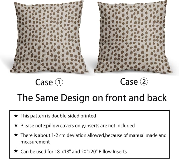 Brown Cream Pillow Covers 16x16 Set of 2 Boho Design Polka Dot Throw Pillows Modern Brush Strokes Print Decorative Outdoor Pillowcase Square Cushion Cover Linen Pillow Case for Home Sofa Couch Bed
