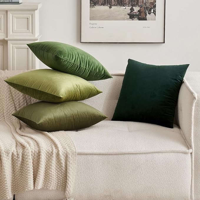 MIULEE 12x20 Inch Lumbar Velvet Throw Pillow Cover Set of 1 Olive Green | Soft Luxury Decorative Throw Pillow Cover, Single Rectangle Cushion Case, Home Decor for Chair Couch Sofa Bedroom Car Bed
