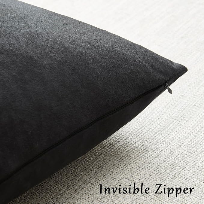 GIGIZAZA Black Velvet Pillow Covers 12x20 Decorative Pillows Pack of 2 | Lumbar Throw Pillows for Couch Sofa,280gsm Soft Textured Fabric,Modern Pillowcases,Luxury Cushion Covers