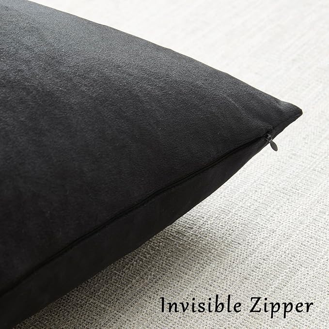 GIGIZAZA Black Velvet Pillow Covers 26x26 Decorative Pillows Pack of 2 | Throw Pillows for Couch,Euro Sham,280gsm Soft Textured Fabric,Modern Pillowcases,Luxury Cushion Covers