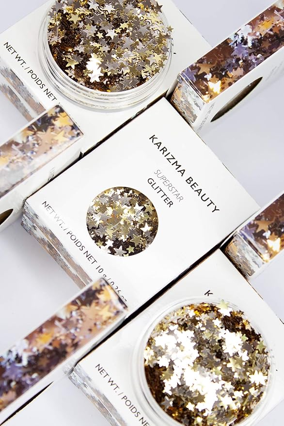 KARIZMA Superstar Glitter. 10g Chunky Face, Hair, Eye and Body for Women. Rave, Festival Accessories, Cosmetic Makeup. Loose Set
