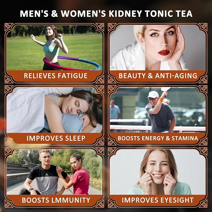 AISDWH Kidney Tea Formula Ginseng Six Treasure Tea, Traditional Chinese Herbal Ginseng Tea Bags, 9 Herb Blend - 120 Count - Kidney Cleanse Detox Repair - for Women & Men