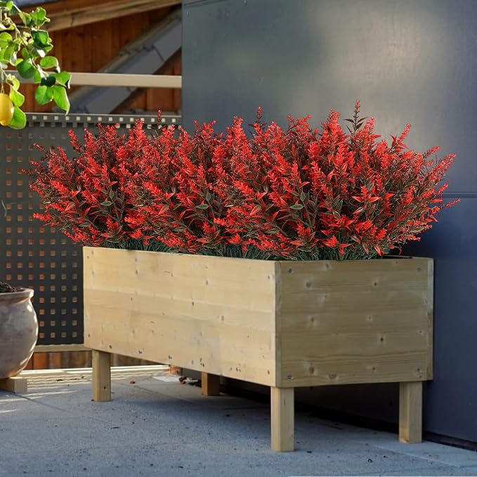 RECUTMS Spring Fall Decoration, Artificial Fake Outdoor Plants Flowers 36Pc | Faux Fall Orange Flowers for Planter UV Resistant Plastic Greenery for Outside Porch Home Patio Garden Window Box Decoration