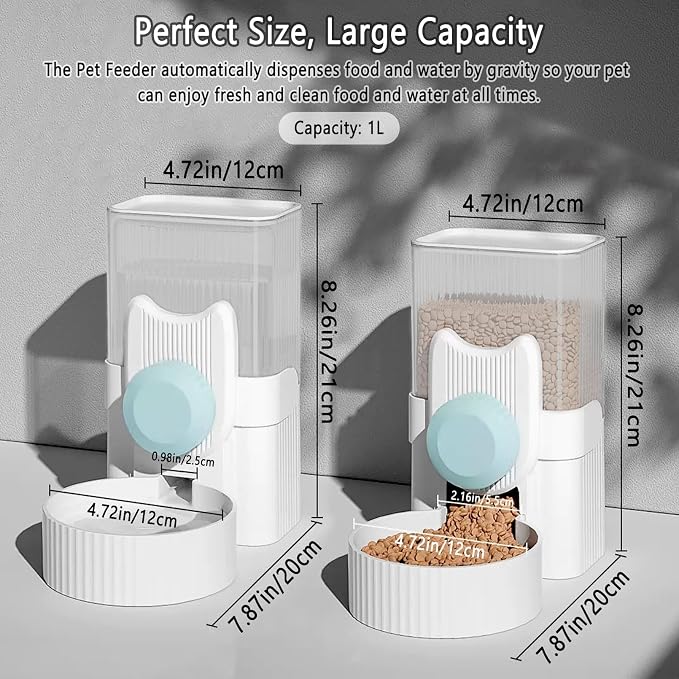 kathson Rabbit Feeder for Cage,Bunny Water Bottle,Pet Food Dispenser,Blue | Gravity Automatic Guinea Pig Feeder Waterer Set,Hanging Small Pet Food Bowl Feeding Station for Ferret Chinchilla Cat Puppy