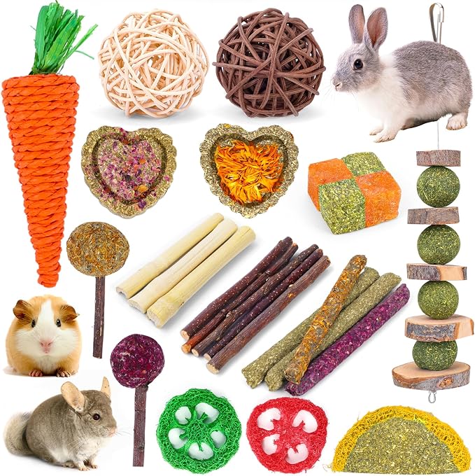 Bunny Toys for Rabbits Hamster/Guinea Pig Toys Natural Timothy Hay Sticks