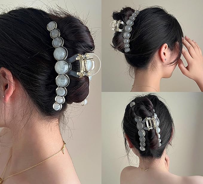 Plastic Hair Claw Clips, Extra Large Vintage Claw Jaw Clip for Women, Non-Slip Strong Hold Elegant Acrylic Ornaments Clasps Styling Clamps Accessories for Lady Thin, Thick Hair (2 Pack)