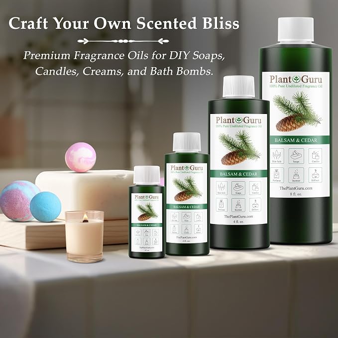 Balsam and Cedar Fragrance Oil 8 fl. oz. Scented Oil for DIY Soap Making, Candles, Bath Bombs, Body Butters. Used in Aromatherapy Diffusers, Burners and Warmers. Great Addition to Lotions and Creams.