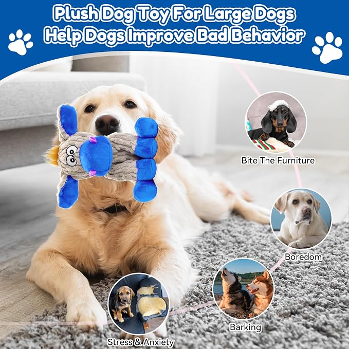 loncoldy Squeaky Dog Toys, Plush Chew Toys for Dogs, Crinkle Interactive Squeaky Stuffed Dog Toy for Small Medium Large Breeds, Dog Toy to Keep Them Busy, Pet Toys for Dogs