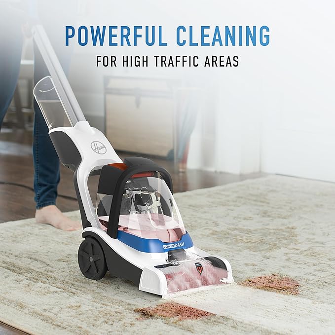 Hoover PowerDash Pet Compact Carpet Cleaner Machine, Lightweight Design | HeatForce Fast Drying, Antimicrobial Brush Roll, Pair with a Hoover Carpet Cleaner Solution