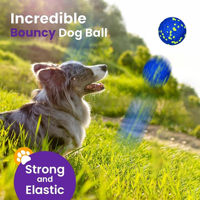 Dog Toy Balls, 4 Pack 3" Bouncy Dog Tennis Balls, Blue White