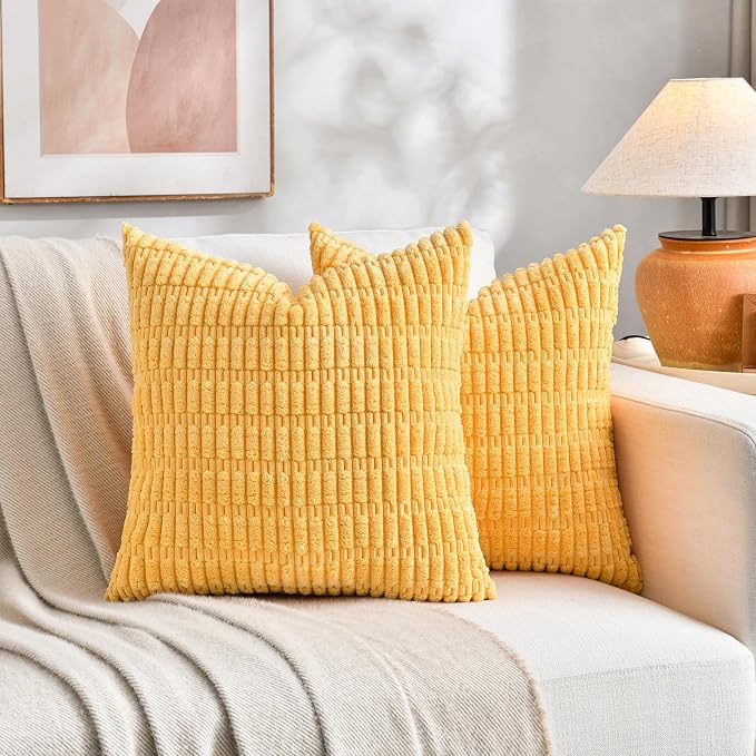 Fancy Homi 4 Packs Decorative Throw Pillow Covers for Living Room Couch Bed, Modern Farmhouse Boho Home Décor Accent Cushion Case, 20" x 20", Yellow Green Series