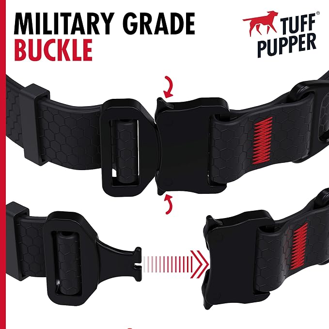 Tuff Pupper Waterproof Action Collar for Dogs | Heavy Duty Water Proof Dog Collar | Tear Proof & Odor Free | Rust-Proof Metal Hardware | Tactical Quick Release Buckle | for Adventurous, Active Dogs