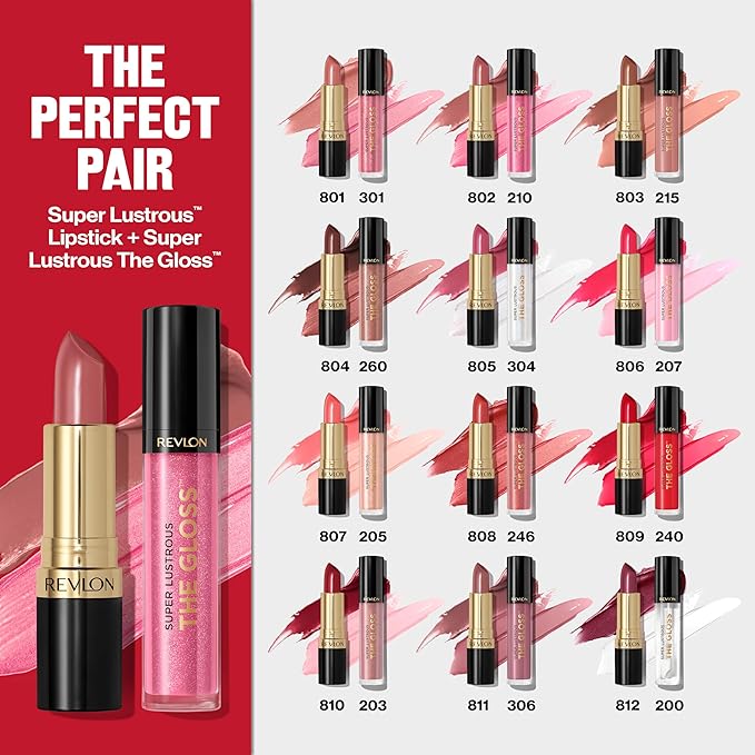 Revlon Super Lustrous Lip Gloss, Non-Sticky, Hydrating, High Shine Finish, 207 Pink Sky, 0.13 oz