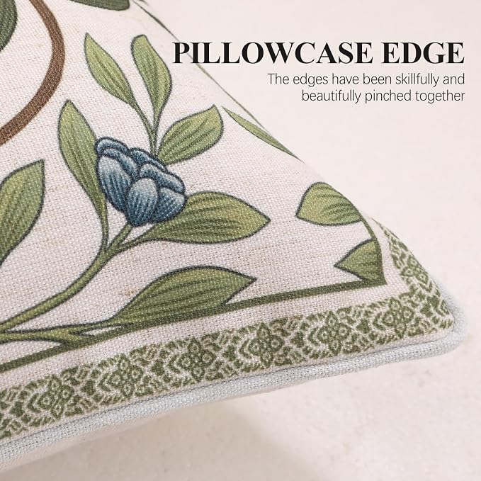 Designer Vintage Linen Throw Pillow Cover,28"x12"-Mosella A | French Elegant Rectangle Decor Pillow Cover,Concealed Zipper Design,Floral Pattern,Sofa,Bedroom,Living Room,Lounge Chairs