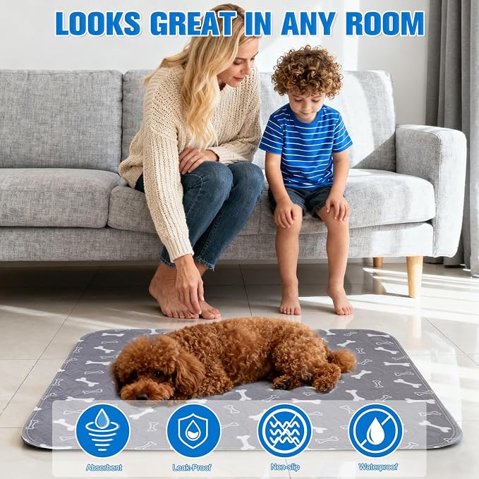 Pee Mats with Pheromones, Durable Leak-Proof & Anti-Slip Pet Training Mats for Dogs Indoor Use (Medium：16" × 24")