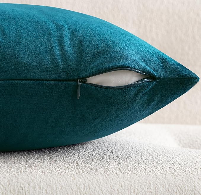 MIULEE 28x28 Inch Pack of 2 Euro Velvet Throw Pillow Covers Teal | Soft Solid Decorative Euro Sham, Modern Luxury Home Decor, for King Bed Sofa Couch Bedroom Livingroom
