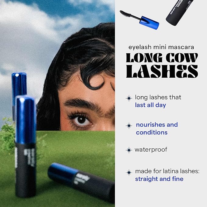 SARELLY, Long Cow Lashes Mini Mascara, Waterproof, Nourishing, Lash-Conditioning, Clean Beauty, Sarelly Creative Lab