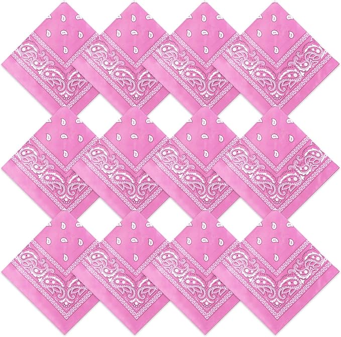 Suhine 12 Pcs Bandanas Bulk 22 x 22 Inch Paisley Headband Cowboy Handkerchief Christmas Thanksgiving Gift for Women Men