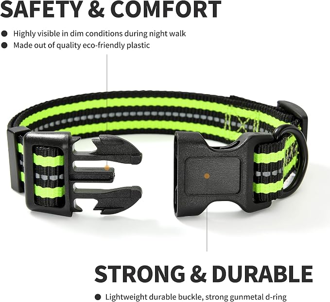 Mile High Life Reflective Dog Collar, Adjustable Lightweight Quick Release