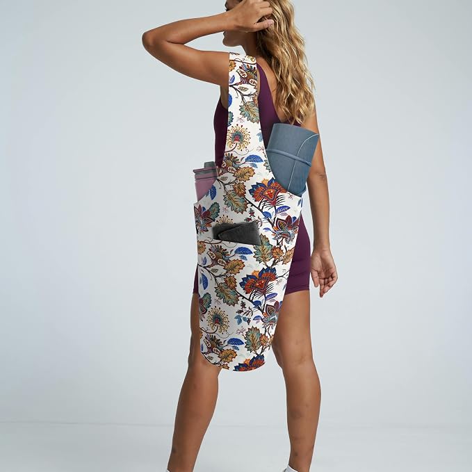 Yoga Mat Bag Yoga Tote Bag with Large Pocket and Zipper Pocket Yoga Mat Bag Carrier Fit Most Size Mats and All You Stuff