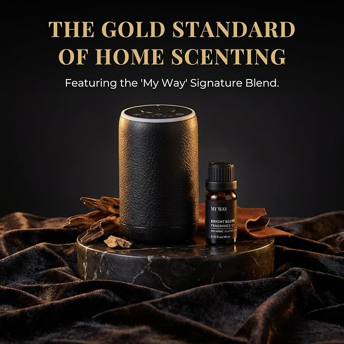 Aurora Waterless Essential Oil Diffuser | Aromatherapy Nebulizer | No Water No Heat | Desk & Car | RGB Light | Obsidian