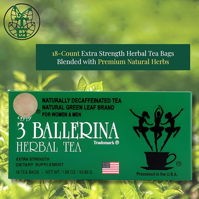3 Ballerina Diet Tea Extra Strength – Caffeine-Free Herbal Tea Bags for Digestive Comfort – Pack of 4 (72Count)