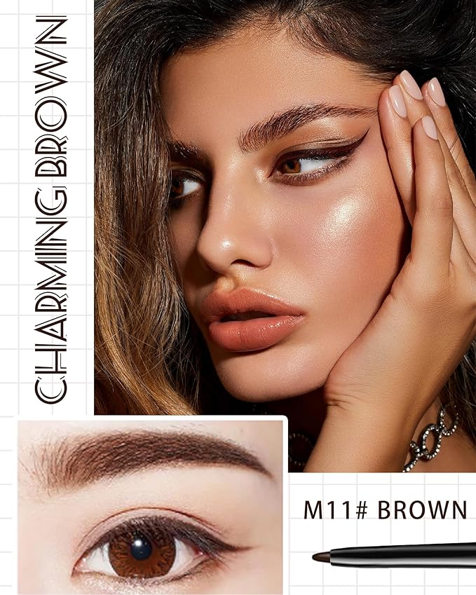 Brown Gel Eyeliner for Mature Women, Waterproof Smudge-proof Gel Eyeliner Pencil,Long Lasting Cream Matte Eye Liner Pen Retractable Eyebrow Makeup Pen with Built-in Sharpener for Older Women 1 Pc