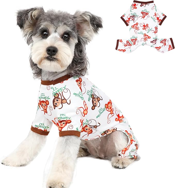 Dog Pajamas Spring Summer Dog Clothes for Small Medium Dogs Girl Boy Cute Soft Puppy Pjs Clothes Doggie Onesies Cat Pet Jammies Outfit (Brown,M)