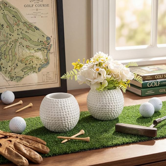 6 Pcs Golf Vase for Table Centerpieces 4 Inch Small Resin Pots Spring Planters Flower Pot Containers White Flower Containers Decorative Planter for Golf Sport Birthday Events Party Decor