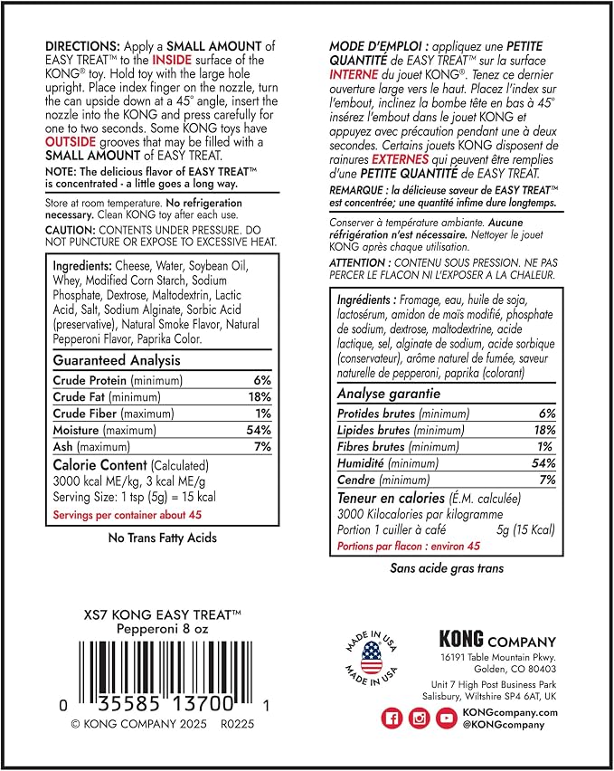 KONG Easy Treat Pepperoni Dog Paste 3-Pack – Mess-Free Stuffing Treat