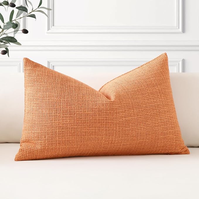 OTOSTAR Linen Throw Pillow Cover Set of 1 Decorative Lumbar Pillowcases Cushion Covers 16x24 Inch for Home Decor Sofa Bedroom Car 40 x 60CM Coral