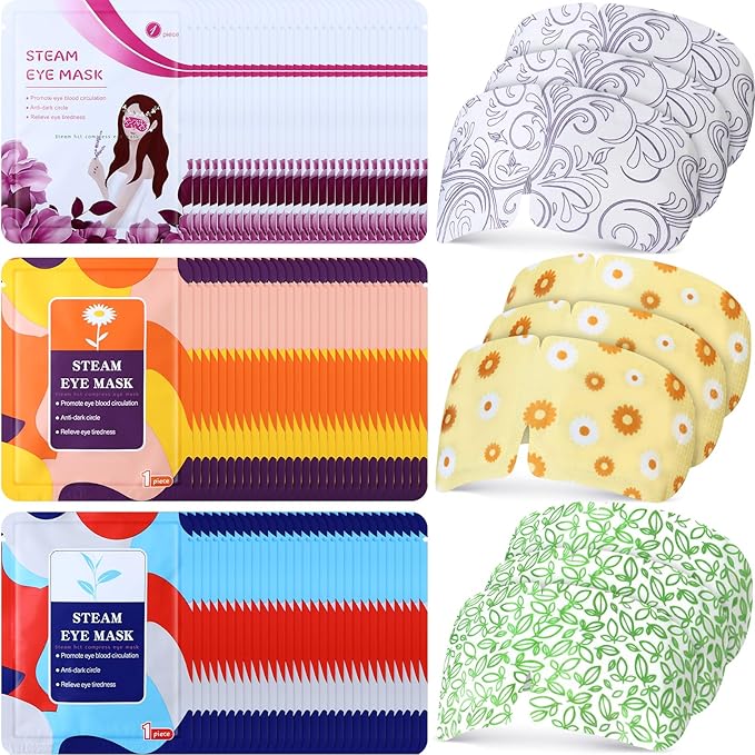 96 Packs Steam Eye Mask Disposable Self Heating Eye Mask for Dry Eyes Spa Warm Sleep for Home Office Travel Eyestrain Relieve