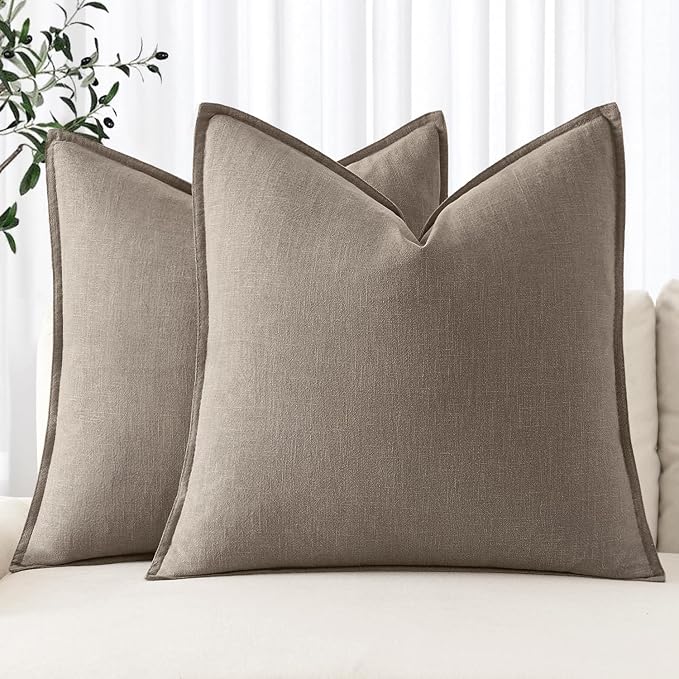 MIULEE Decorative Linen Pillow Covers 20x20 Inch Dune | Boho Farmhouse Fall Autumn Couch Throw Pillows for Bed, Pack of 2 Accent Modern Pillowcases, Sofa Livingroom Home Decor