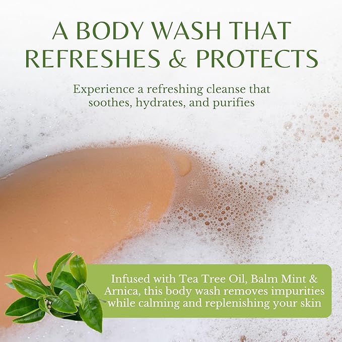 EDENIKA BOTANICALS Tea Tree Body Wash 16 fl oz (2 Pack) Natural Antifungal Support Wash for Athlete’s Foot, Ringworm & Jock Itch, Refreshes & Soothes, Organic Tea Tree Oil, Men & Women